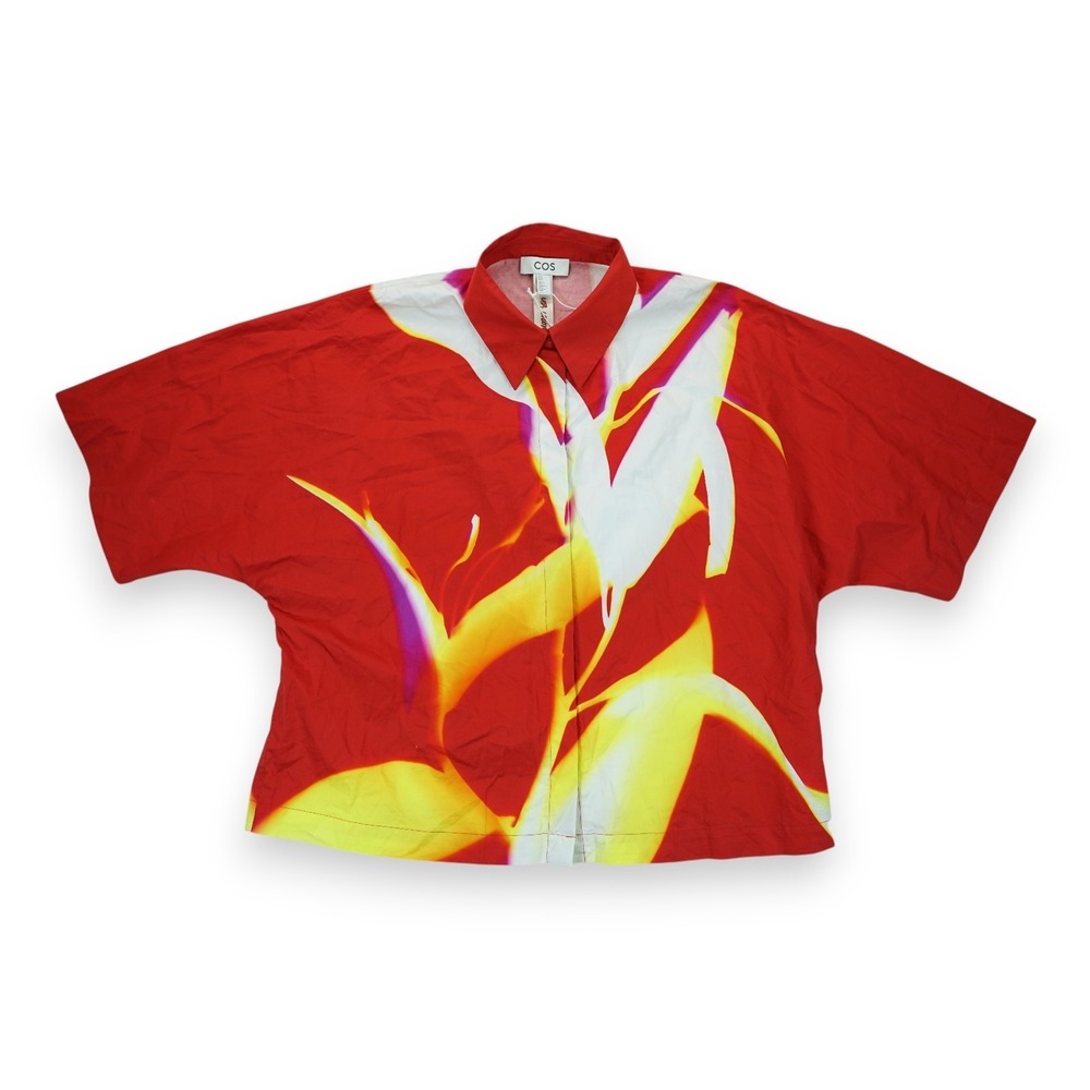 NWT COS Relaxed-Fit Abstract Printed Shirt BUtton Down Short Sleeve Size 10